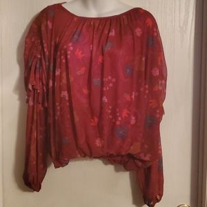 FREE PEOPLE Women's Burgundy Blouse, Size S/P